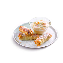 * Mandarine-Mascarpone Creme zur Mini-Frühlingsrolle mit Marzipan-Füllung