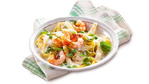 206 Spaghetti mit Spargel mit Chili-Garnelen & Zitronen-Sahne-Sauce